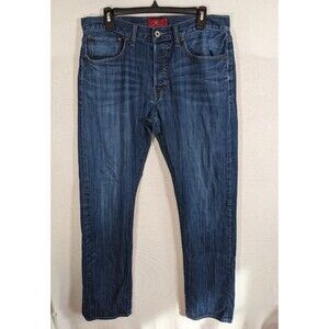 Lucky Brand 121 Heritage Jeans Men's 33x34 Blue Denim Slim Straight Button Fly